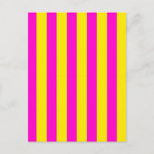 ホットピンクとカナリア色の黄色のストライプ ポストカード (正面)