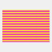 ホットピンクとカナリア色の黄色のストライプ ラッピングペーパーシート (正面)