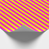 ホットピンクとカナリア色の黄色のストライプ ラッピングペーパー (角)