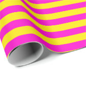 ホットピンクとカナリア色の黄色のストライプ ラッピングペーパー (ロールコーナー)
