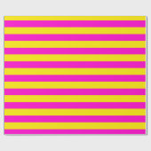 ホットピンクとカナリア色の黄色のストライプ ラッピングペーパー (フラット)