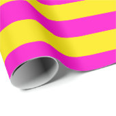ホットピンクとカナリア色の黄色のストライプ ラッピングペーパー (ロールコーナー)