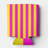 ホットピンクとカナリア色の黄色のストライプ 缶クーラー (裏面)