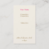 ホットピンクとガーリー美しいコンサフェミニンンタント 名刺 (裏面)