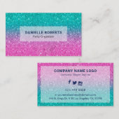 ホットピンクとグリーンのグリッター グラデーション 名刺 (正面/裏面)