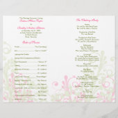 ホットピンクとグリーンの抽象芸術フローラ結婚式 プログラム (裏面)