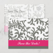 ホットピンクとグレーの花柄 案内ポストカード (正面/裏面)