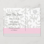 ホットピンクとグレーの花柄 案内ポストカード (裏面)