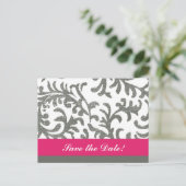 ホットピンクとグレーの花柄 案内ポストカード (スタンド正面)