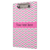 ホットピンクとグレーシェブロンパターン クリップボード (左)