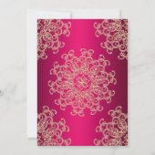 ホットピンクとゴールドのインドスタイルの結婚式招待状 招待状 (裏面)