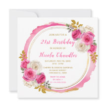 ホットピンクとゴールドのエレガントな花の誕生日パーティー