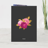 ホットピンクとゴールドの花柄 サンキューカード (裏面)