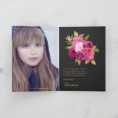 ホットピンクとゴールドの花柄 サンキューカード (内部)