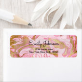 ホットピンクとゴールドフォイル大理石エレガント誕生日 ラベル (インサイチュ)