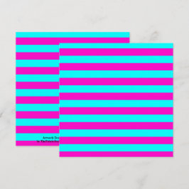 ホットピンクとシアンブルーグリーンターコイズストライプ カード