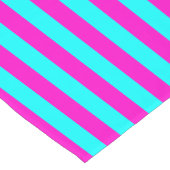 ホットピンクとシアンブルーグリーンターコイズストライプ ショートテーブルランナー (コーナー)