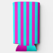 ホットピンクとシアンブルーグリーンターコイズストライプ スリム缶クーラー (裏面)