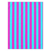 ホットピンクとシアンブルーグリーンターコイズストライプ テーブルクロス (正面)