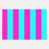 ホットピンクとシアンブルーグリーンターコイズストライプ ラッピングペーパーシート (正面3)