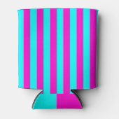 ホットピンクとシアンブルーグリーンターコイズストライプ 缶クーラー (正面)