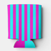 ホットピンクとシアンブルーグリーンターコイズストライプ 缶クーラー (裏面)