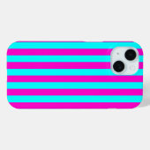 ホットピンクとシアンブルーグリーンターコイズストライプ Case-Mate iPhoneケース (裏面 (横))
