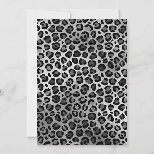 ホットピンクとシルバーのヒョウ柄の箔 18歳の誕生日 招待状 (裏面)