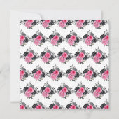 ホットピンクとシルバーの花エレガントの誕生日パーティー 招待状 (裏面)