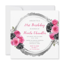 ホットピンクとシルバーの花エレガントの誕生日パーティー