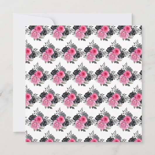 ホットピンクとシルバーの花エレガントの誕生日 サンキューカード (裏面)