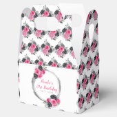 ホットピンクとシルバーの花エレガントの誕生日 フェイバーボックス (オープン)