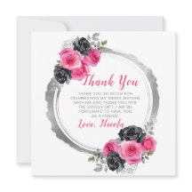 ホットピンクとシルバーの花エレガントのSweet sixteen