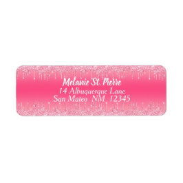 ホットピンクとシルバーグリッタードリップ ラベル