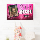 ホットピンクとスパークル|モノグラム卒業写真 横断幕 (インサイチュ)