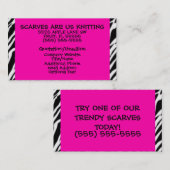 ホットピンクとゼブラ印刷 名刺 (正面/裏面)