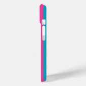 ホットピンクとターコイズのモノグラムストライプ Case-Mate iPhoneケース (裏面 / 左)
