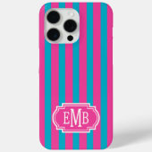 ホットピンクとターコイズのモノグラムストライプ Case-Mate iPhoneケース (裏面)