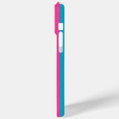 ホットピンクとターコイズのモノグラムストライプ Case-Mate iPhoneケース (裏面 / 左)