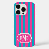 ホットピンクとターコイズのモノグラムストライプ Case-Mate iPhoneケース (裏面)