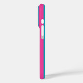 ホットピンクとターコイズのモノグラムストライプ Case-Mate iPhoneケース (裏面 / 左)
