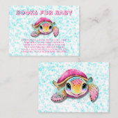 ホットピンクとティール(緑がかった色)のカメの本ベビー 名刺 (正面/裏面)