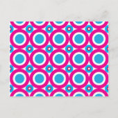 ホットピンクとティール(緑がかった色)水玉模様パターン ポストカード (正面)