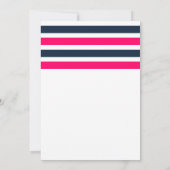 ホットピンクとネイビーのストライプブライダルシャワー招待 招待状 (裏面)