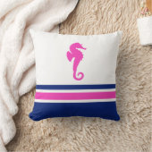 ホットピンクとネイビーシーホース航海の クッション (ブランケット)