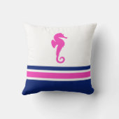 ホットピンクとネイビーシーホース航海の クッション (裏面)