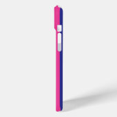 ホットピンクとネイビーブルーのモノグラムストライプ Case-Mate iPhoneケース (裏面 / 左)