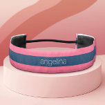 ホットピンクとネイビーモダングのストライプ名前つきラグビー アスレチックヘッドバンド<br><div class="desc">名門私立校風のデザインとモノグラはっきりしたムまたは名前を持つパタストライプのーン。このボもしタンでクリックは、アートを調整する必要がカスタマイズある。動かせたりデザインを変えたりできるフォントのまわりにエリアへ!</div>