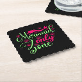 ホットピンクとネオングリーンのマーメイド専用ゾーン ペーパーコースター (アングル)