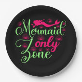 ホットピンクとネオングリーンのマーメイド専用ゾーン ペーパープレート (正面)
